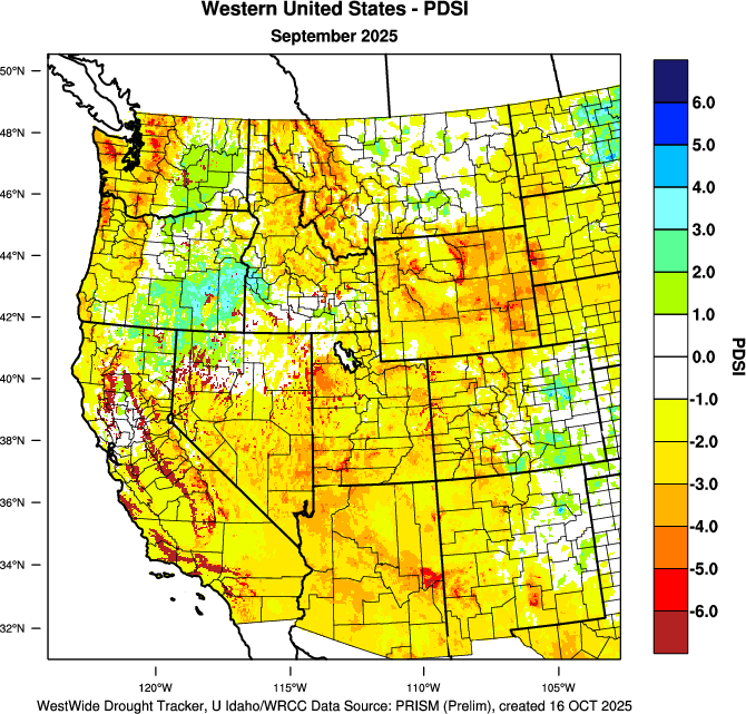 Western U.S. Mean Temperature Map 2025